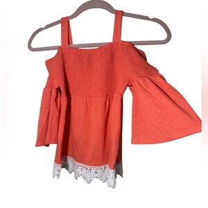 Takara Off-Shoulder Cropped BOHO Floral Top Lace Girl’s Size S
